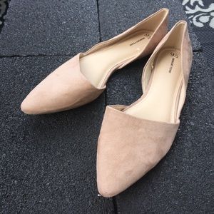 Nude point toe flats